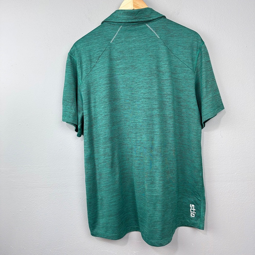 Stio Polo Shirt Mens Size L Green Space Dye Performance Knit Short Sleeve - Picture 6 of 9